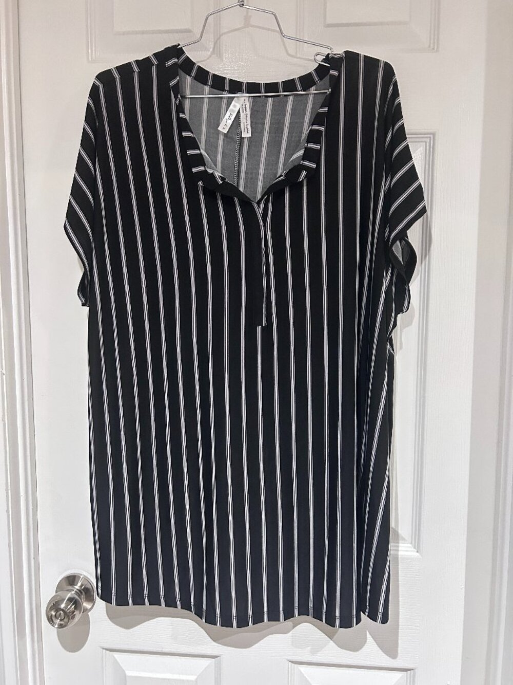 2 Dye 4 Womans Striped Short Sleeved Tunic Blouse 2x